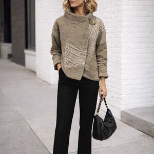 Kiss of the Wolf silk quilted hand-painted jacket in olive